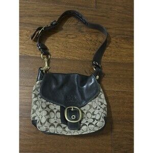 Coach F0794 11434 Bleecker SOHO Signature Black Leather Shoulder Bag Purse